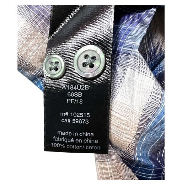 John Varvatos Mens Blue Plaid Collared Lightweight Button Up Shirt Sz XXL New - Picture 8 of 13